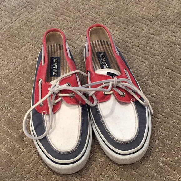 Red white blue sperry topsiders Clearance
